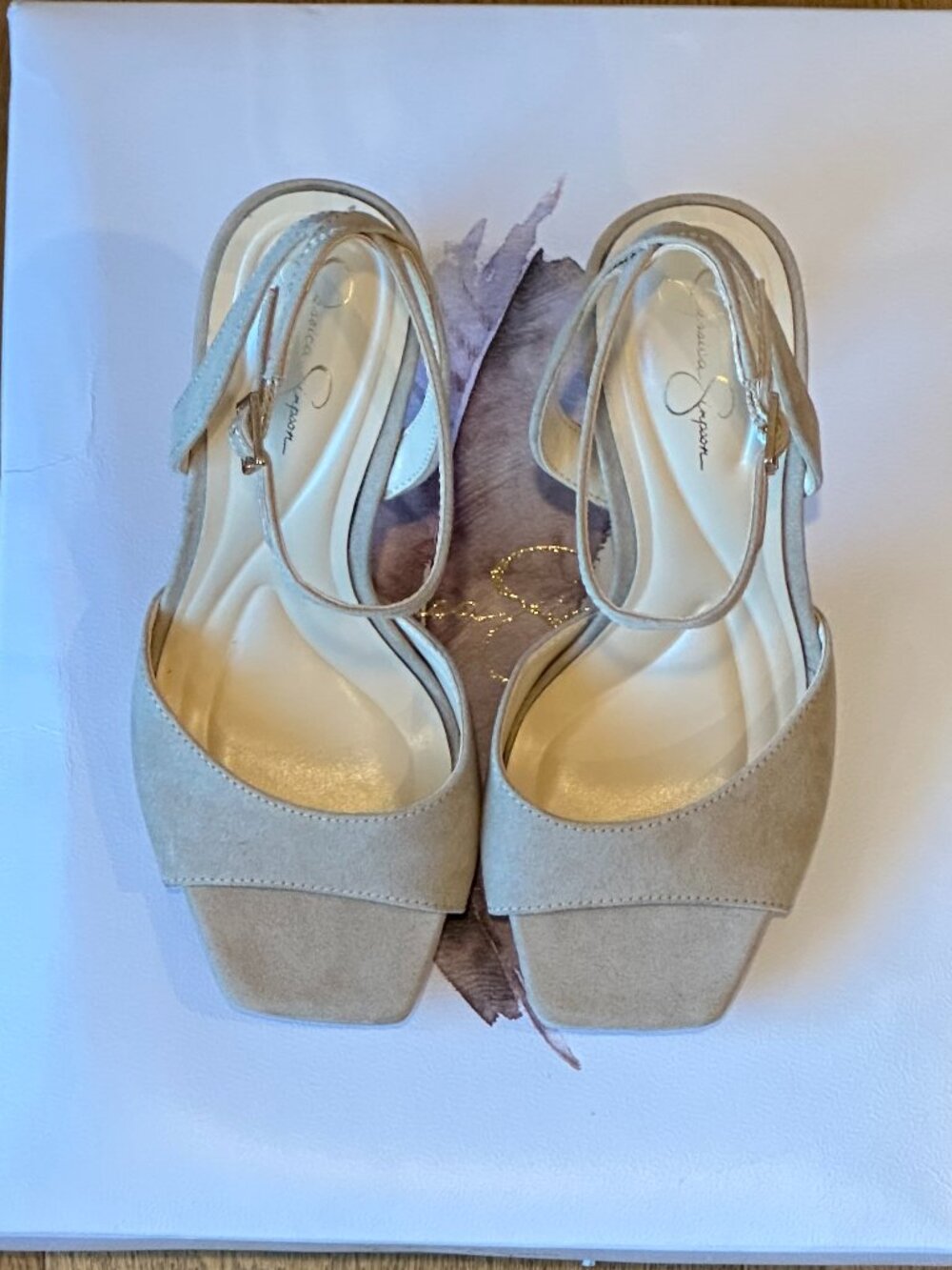 Jessica Simpson Jixte Sculptural Ankle-Wrap Platform Heels (Light Maple) - Picture 7 of 16